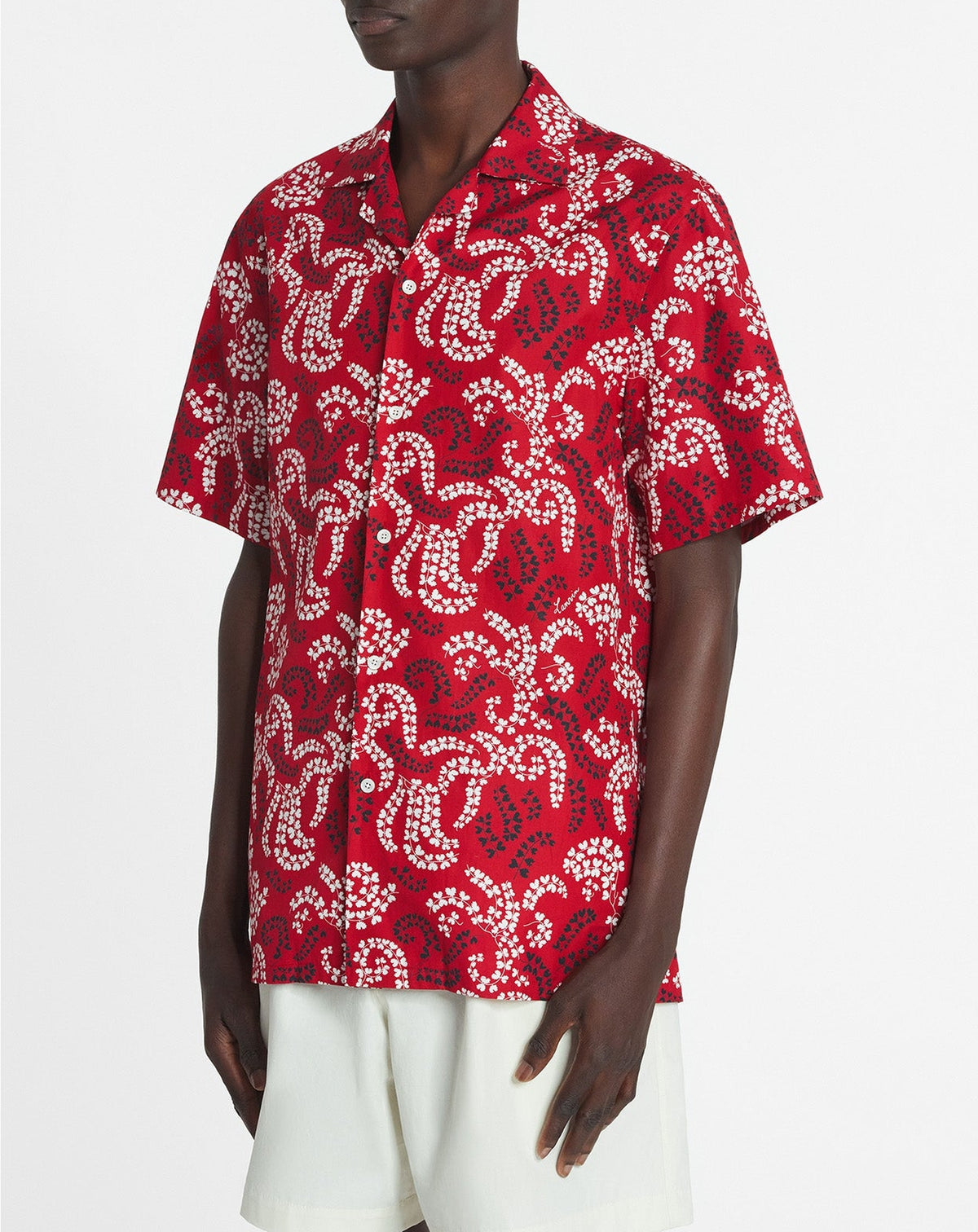 Chemise bowling à imprimé rateau - Carmin