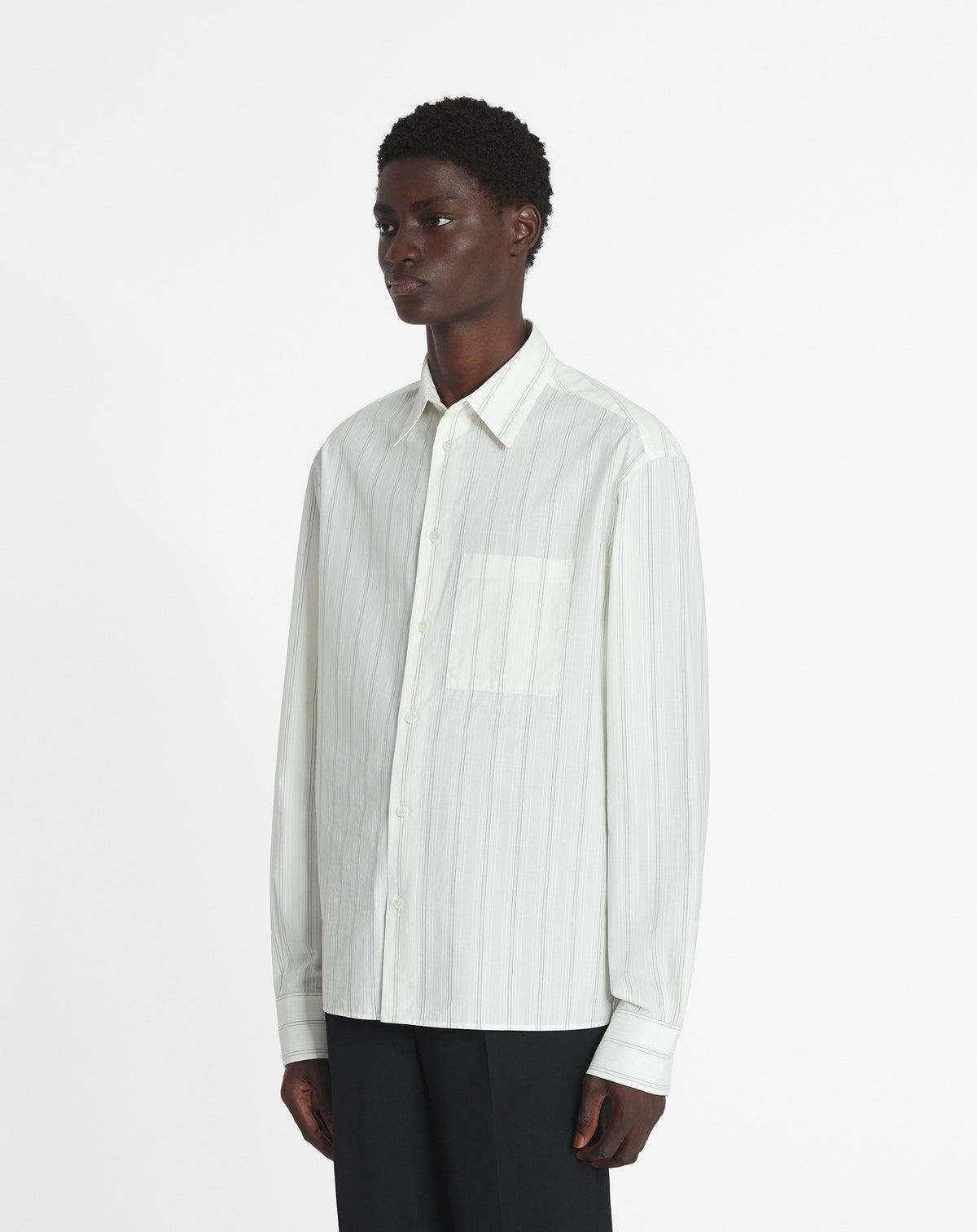 Chemise droite à rayures - Blanc & noir