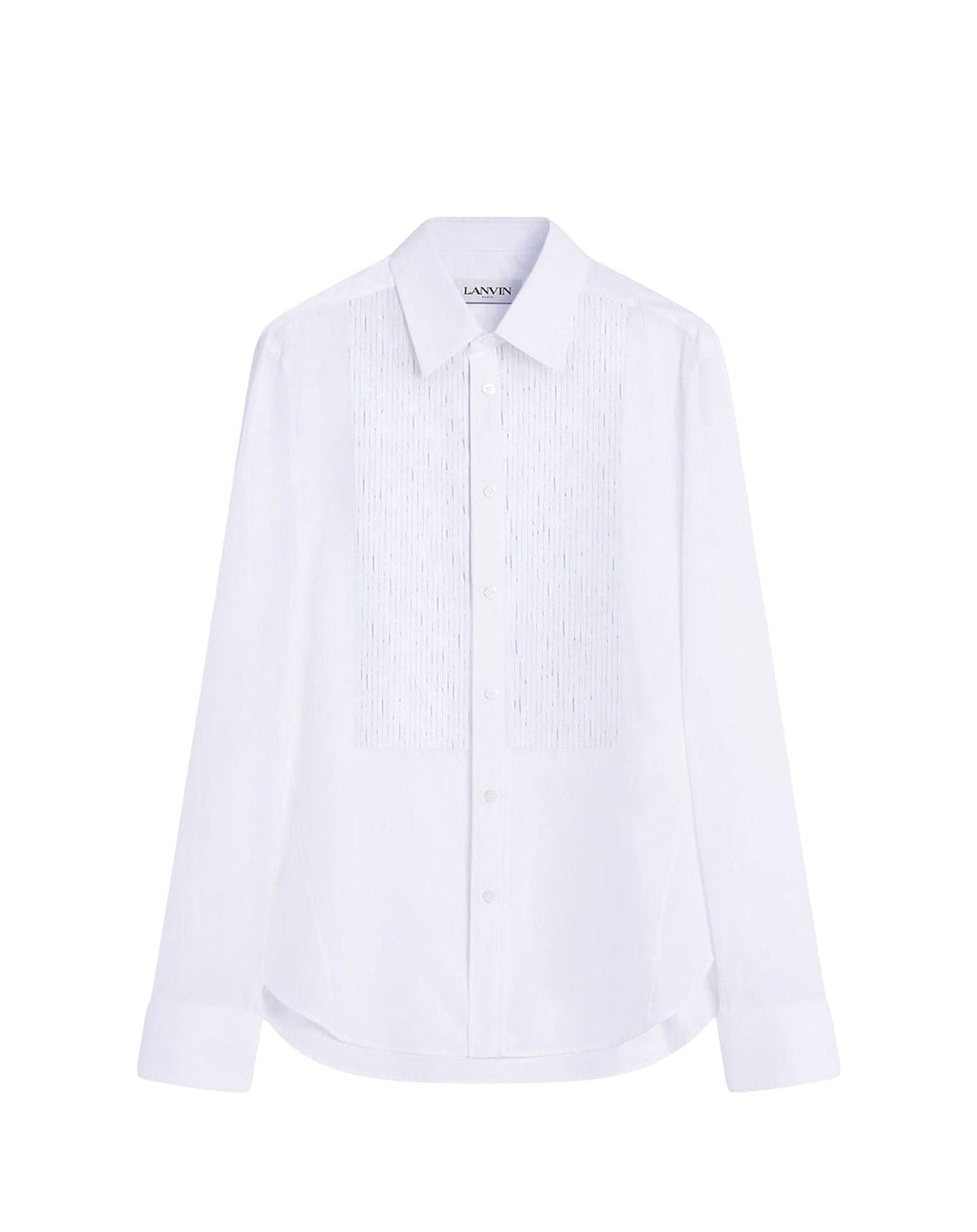 ZZNO STOCK BLANC OPTIQUE EMBROIDERED PLASTRON SLIM FIT SHIRT