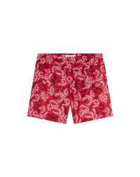Short de bain imprimé rateau en tissu - Carmin
