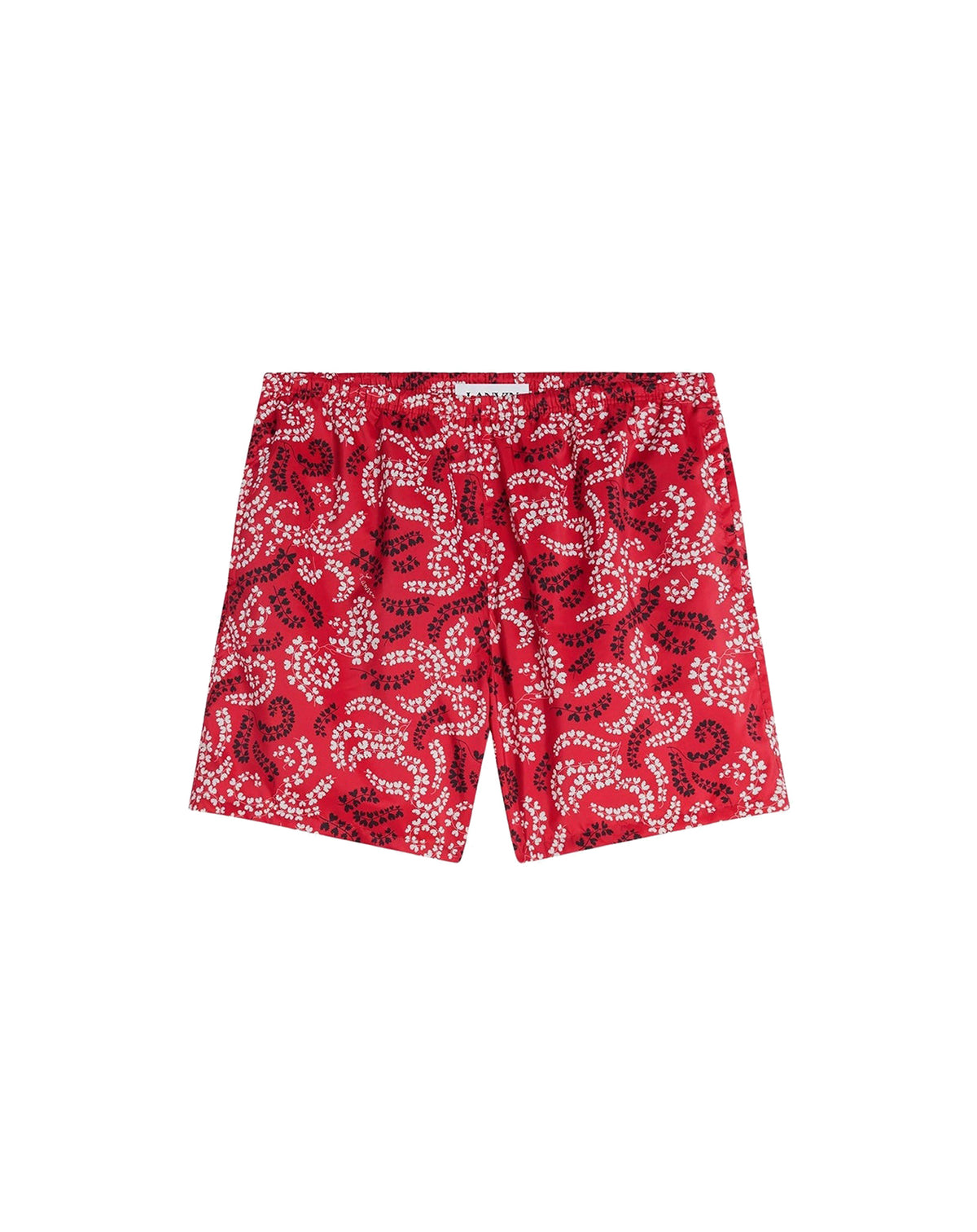 Short de bain imprimé rateau en tissu - Carmin