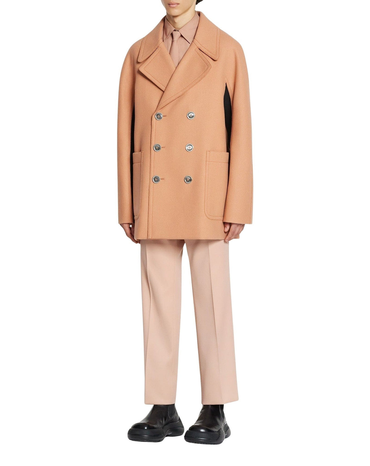 Pantalon droit en laine - Ivoire Rosé