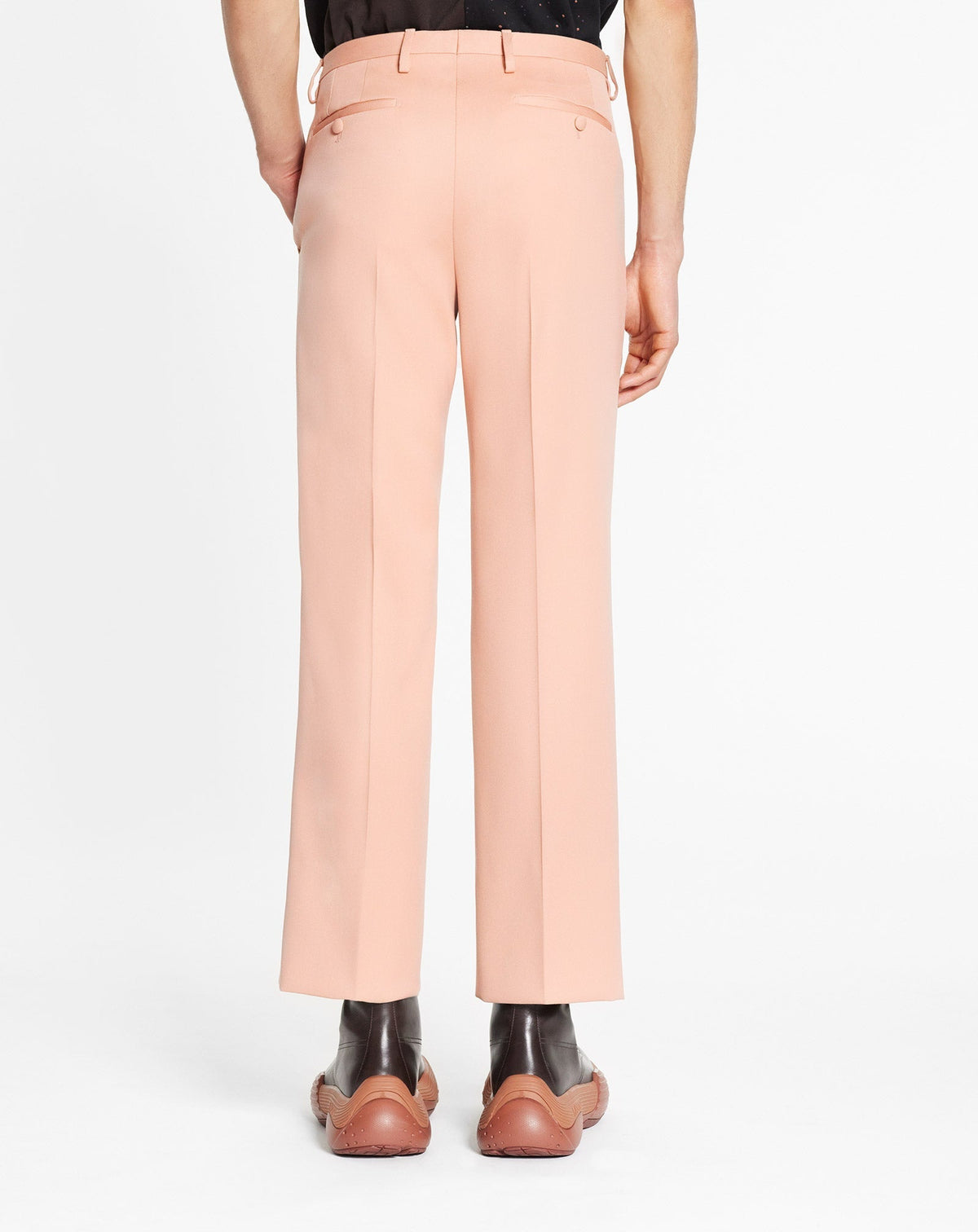 Pantalon droit en laine - Ivoire Rosé