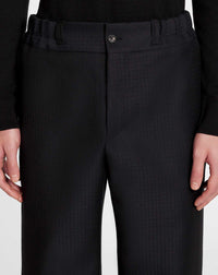 ZZNO STOCK BLEU MARINE ELASTICATED BELT TROUSERS