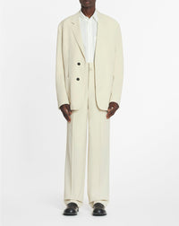 Pantalon tailleur ample en laine mélangée - Mastic