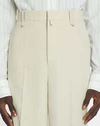 Pantalon tailleur ample en laine mélangée - Mastic