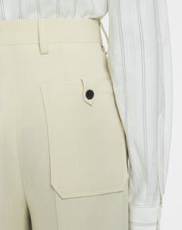 Pantalon tailleur ample en laine mélangée - Mastic