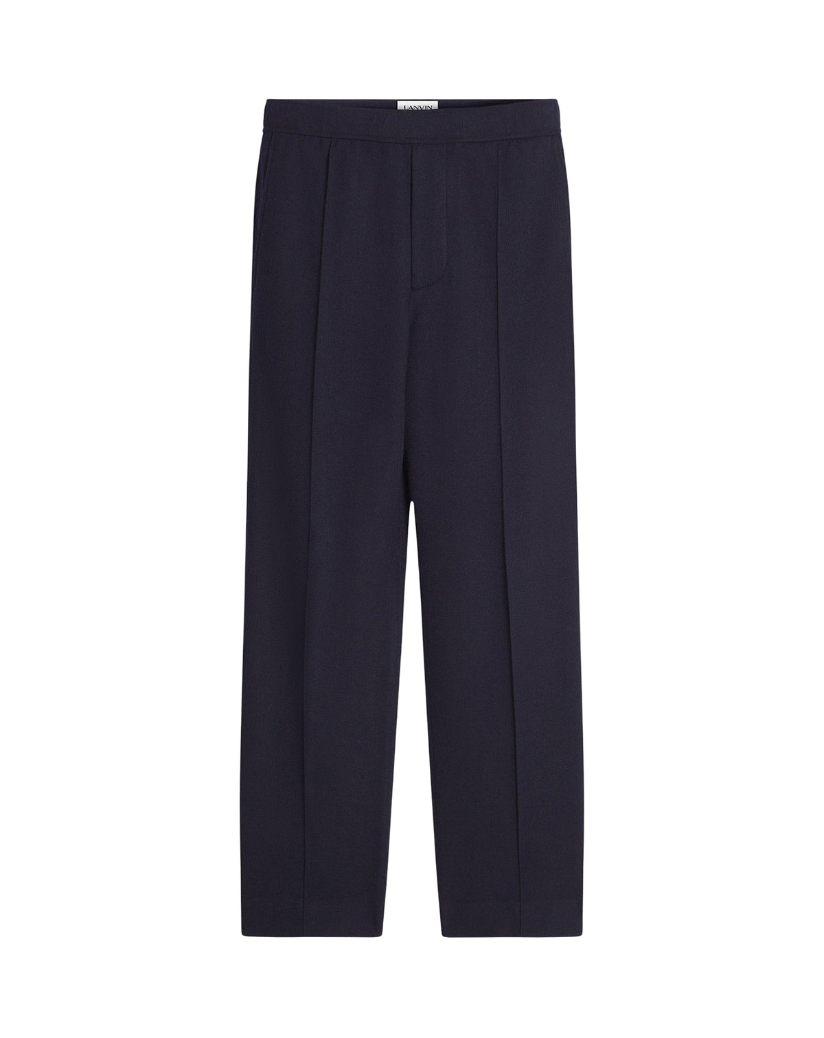 Pantalon taille élastiquée en laine - Bleu Marine Foncé
