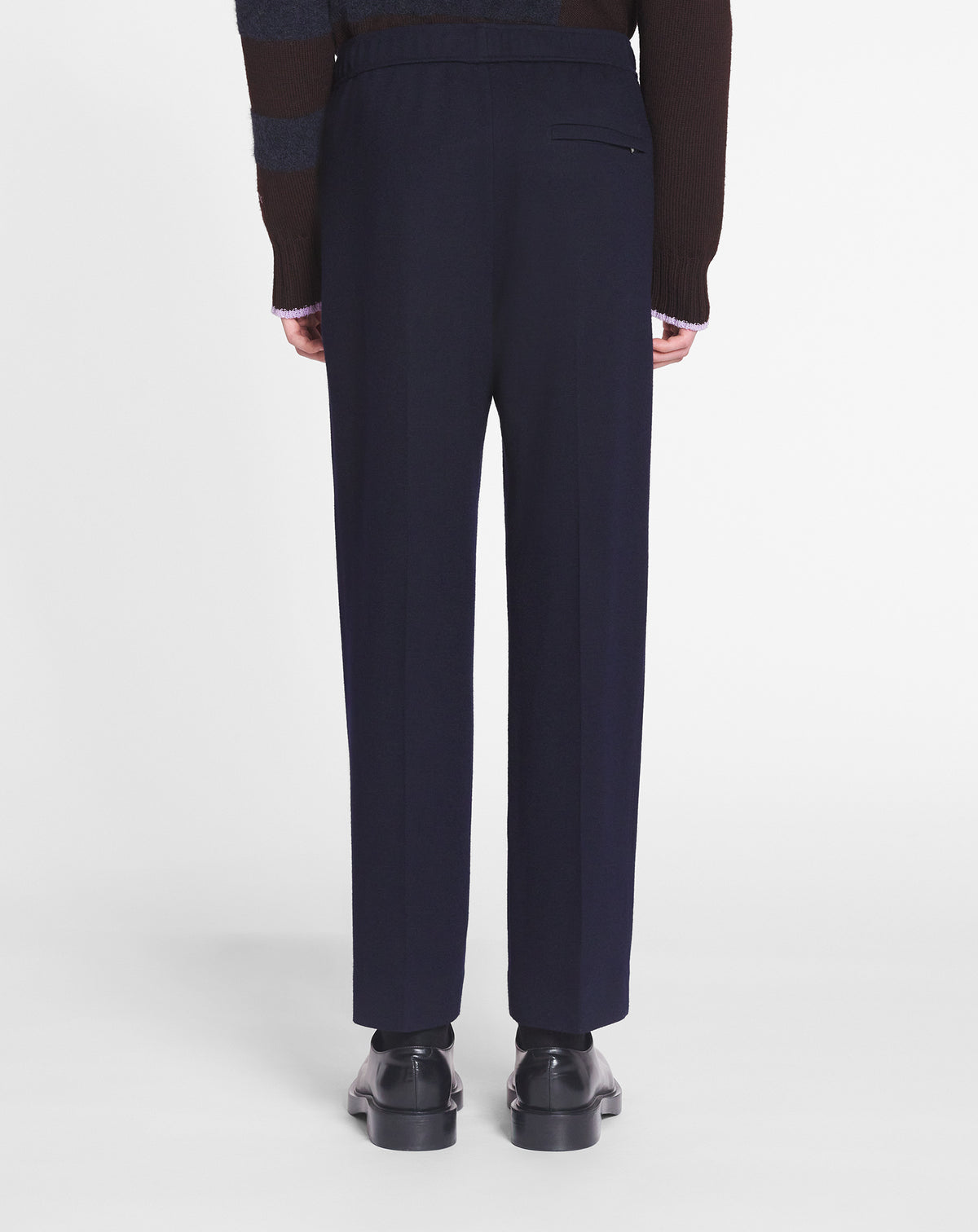 Pantalon taille élastiquée en laine - Bleu Marine Foncé