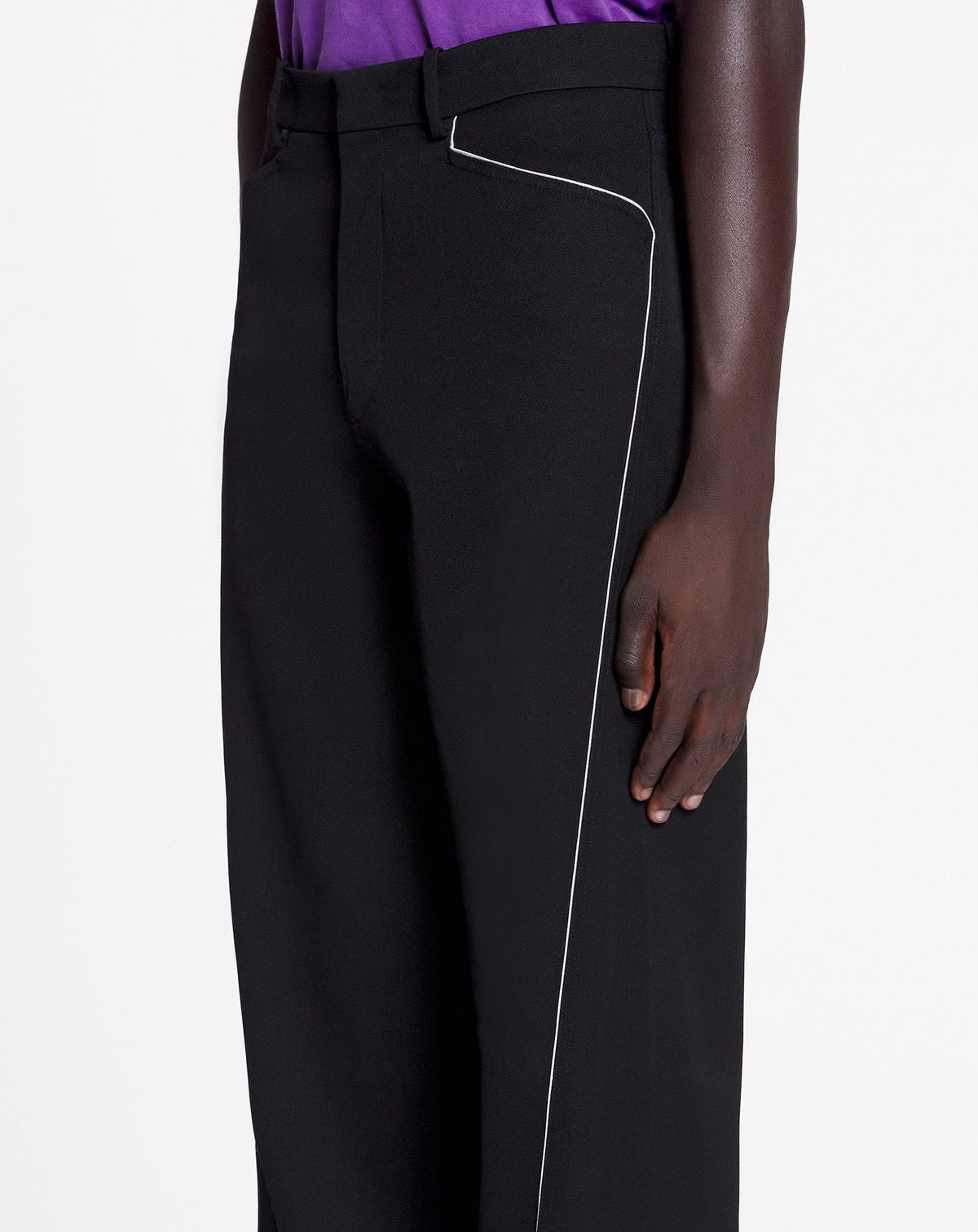 Pantalon jambes torsadées en laine - Noir