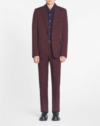 Pantalon tailleur ceinturé en laine - Bordeaux