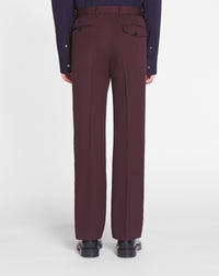 Pantalon tailleur ceinturé en laine - Bordeaux