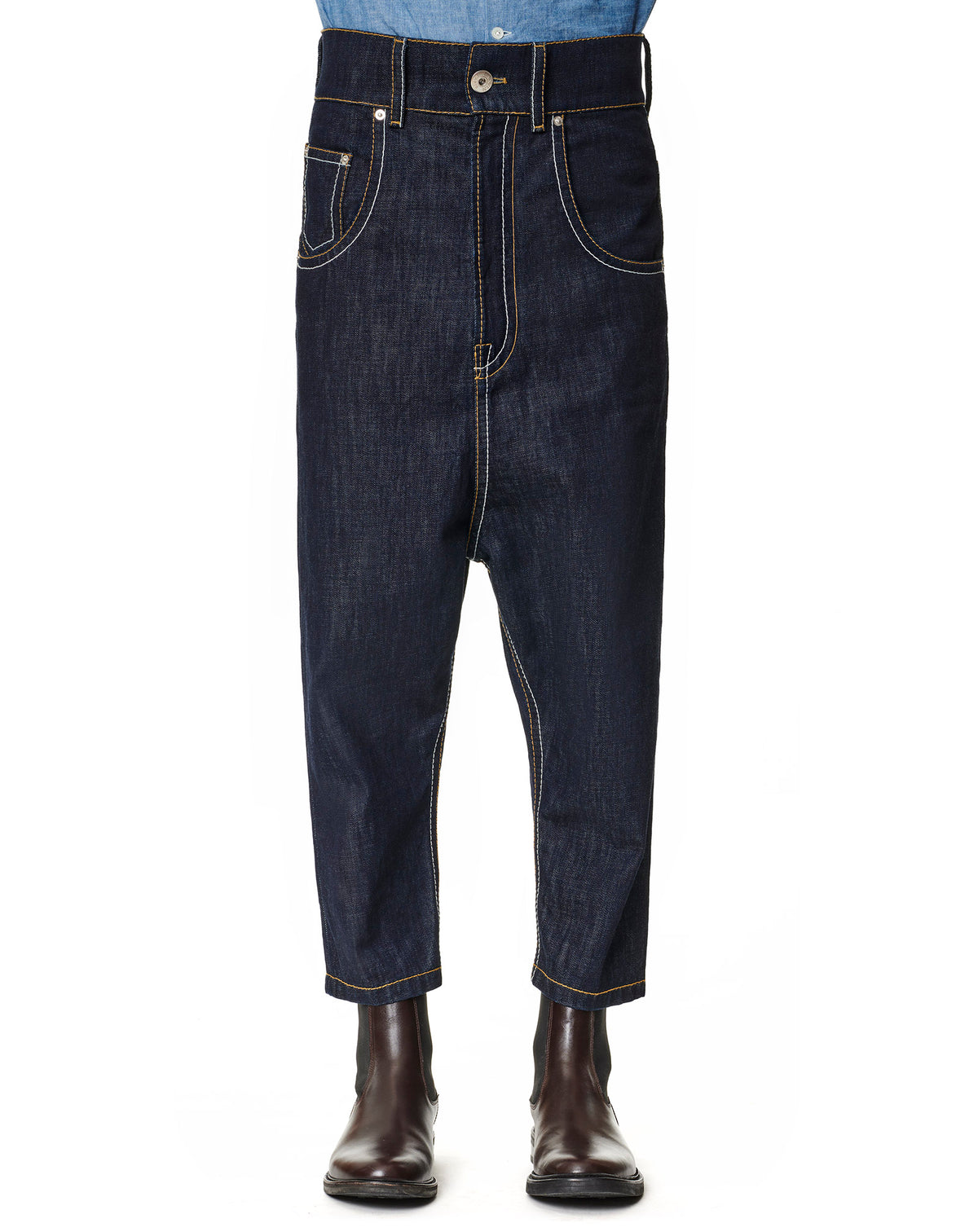 Pantalon denim ample - Bleu Marine