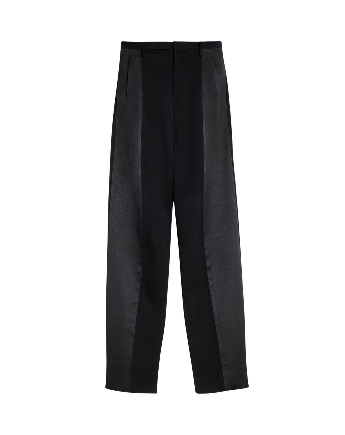 Pantalon droit à plis en laine - Noir