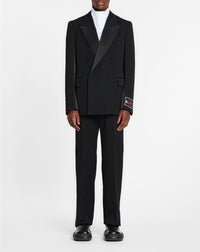 Pantalon droit à plis en laine - Noir
