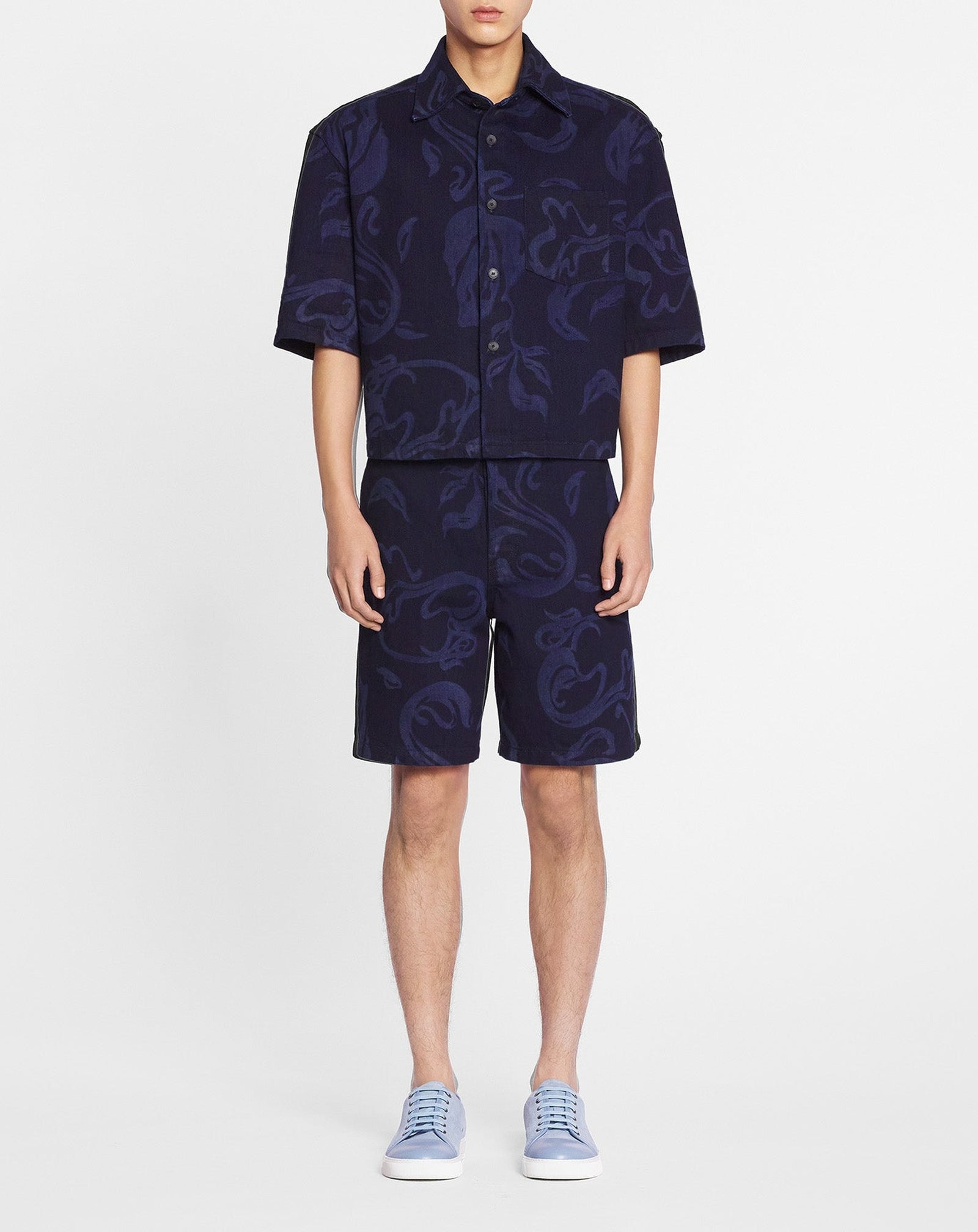 Short motif abstrait - Bleu Marine