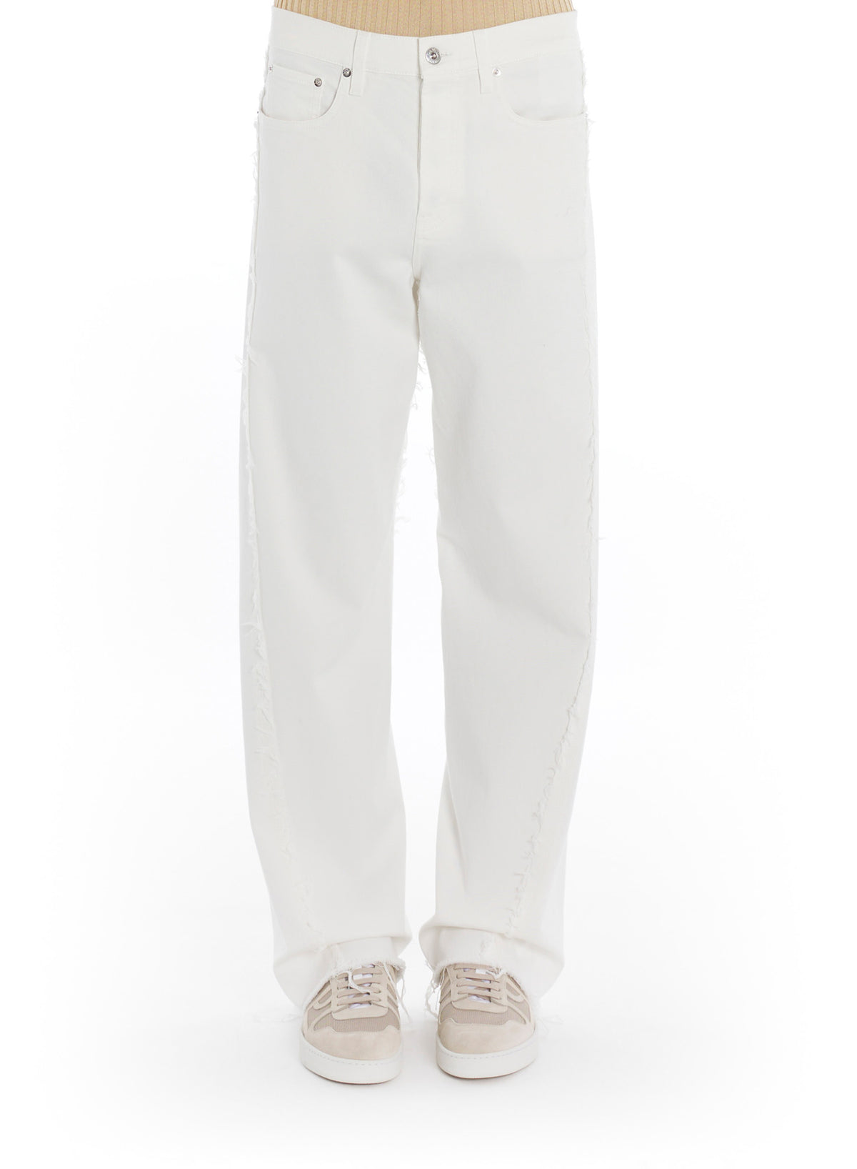 ZZNO STOCK BLANC OPTIQUE TWISTED DENIM BAGGY TROUSERS