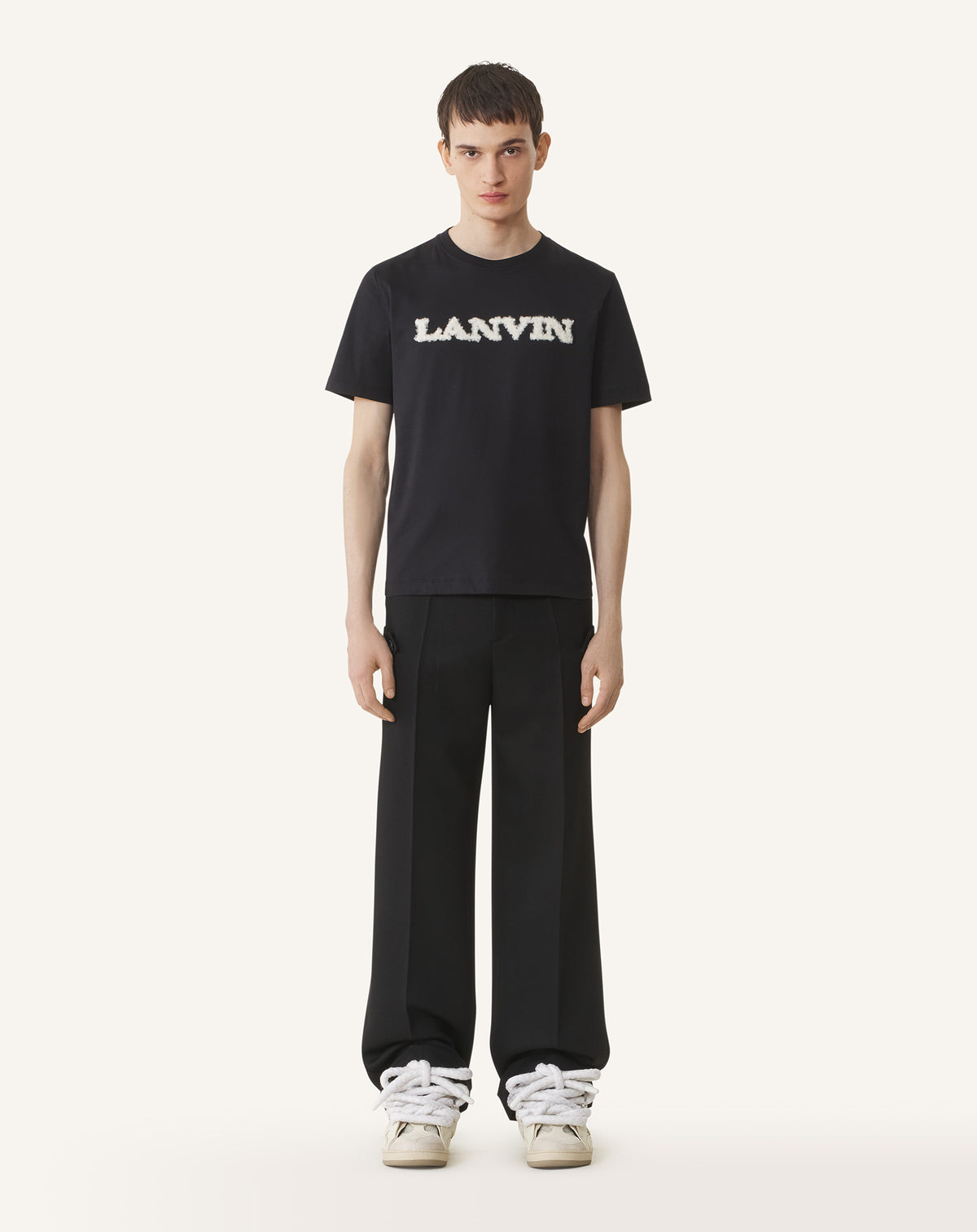 T-shirt détail shearling - Noir