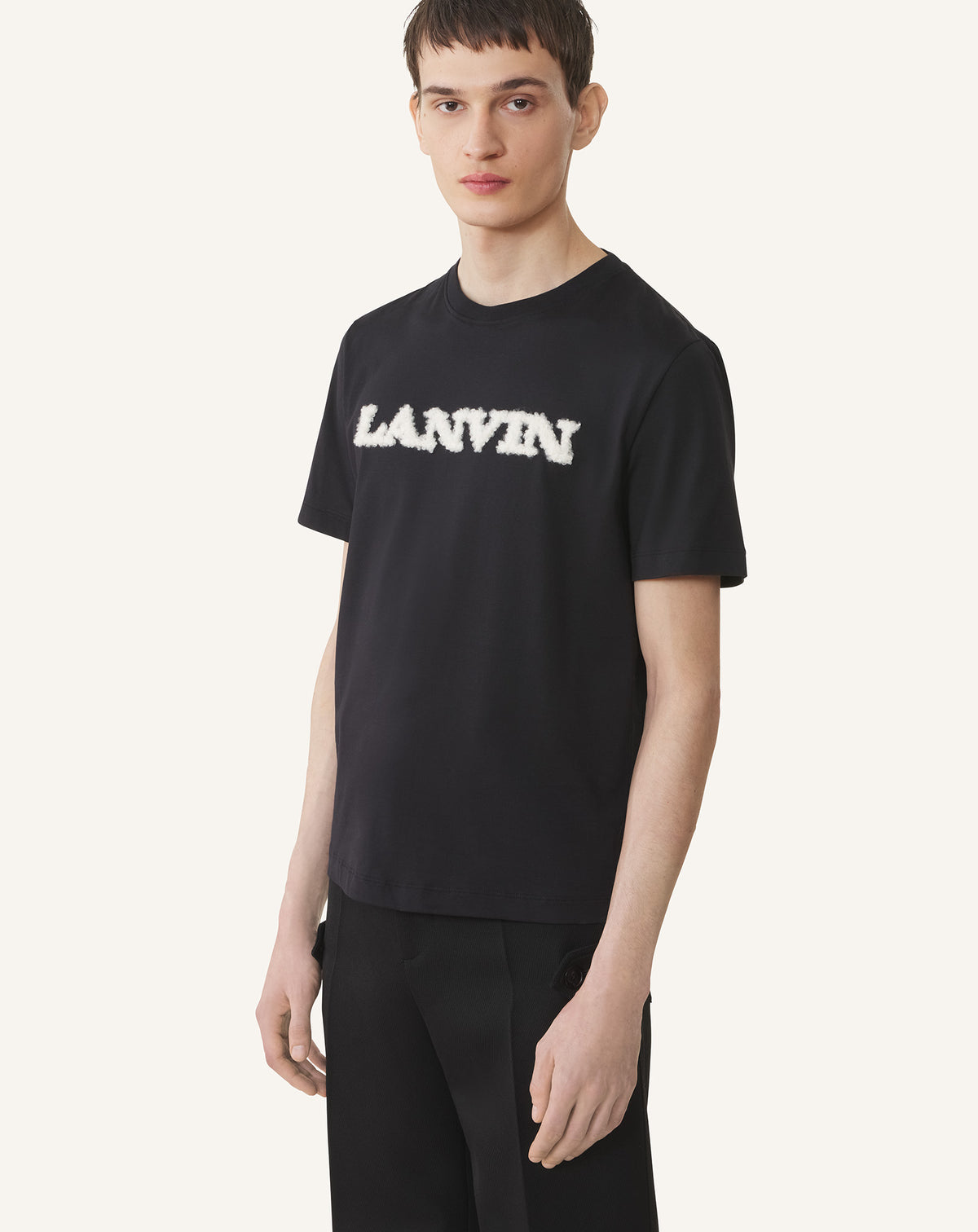 T-shirt détail shearling - Noir