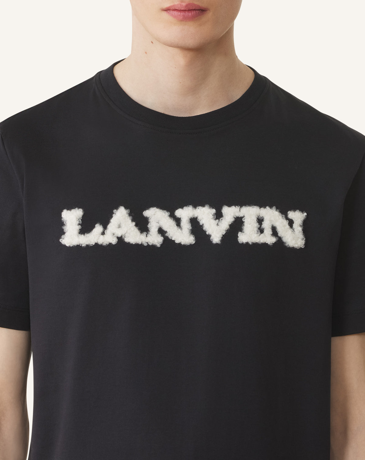 T-shirt détail shearling - Noir