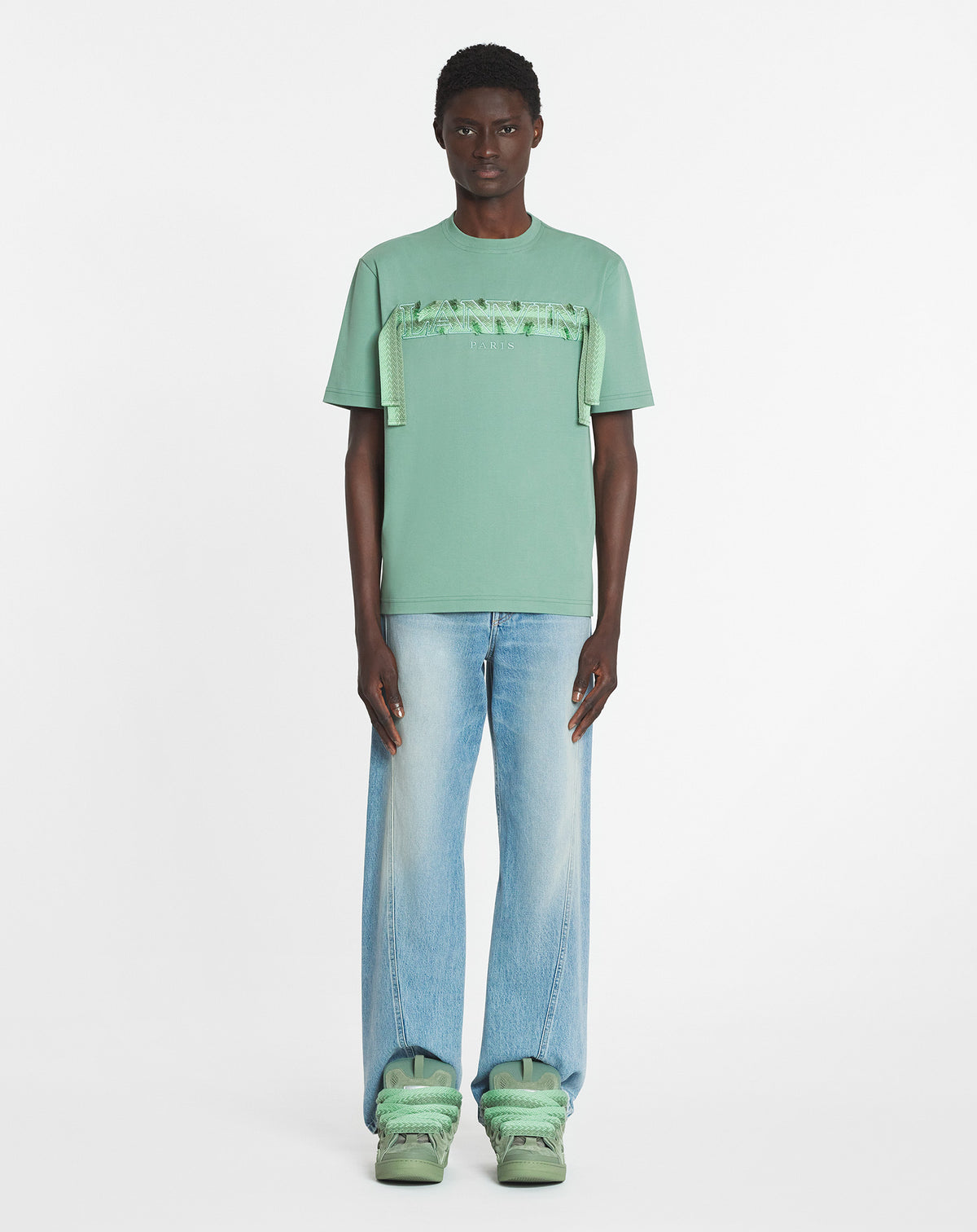 T-shirt lanvin lacet curb - Vert de gris