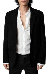 Blazer Valfried Crinkle Suede en cuir - Noir