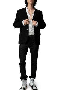 Blazer Valfried Crinkle Suede en cuir - Noir
