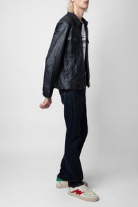 Veste Base Crinkled en cuir - Encre