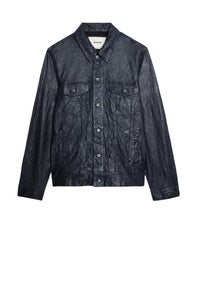 Veste Base Crinkled en cuir - Encre