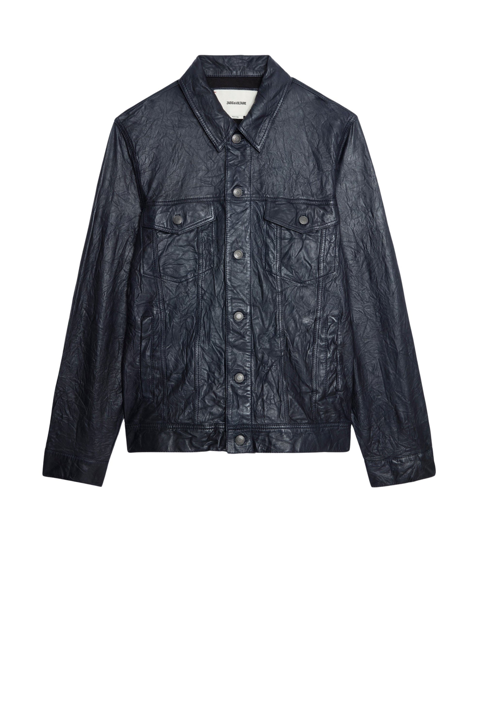 Veste Base Crinkled en cuir - Encre