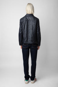 Veste Base Crinkled en cuir - Encre