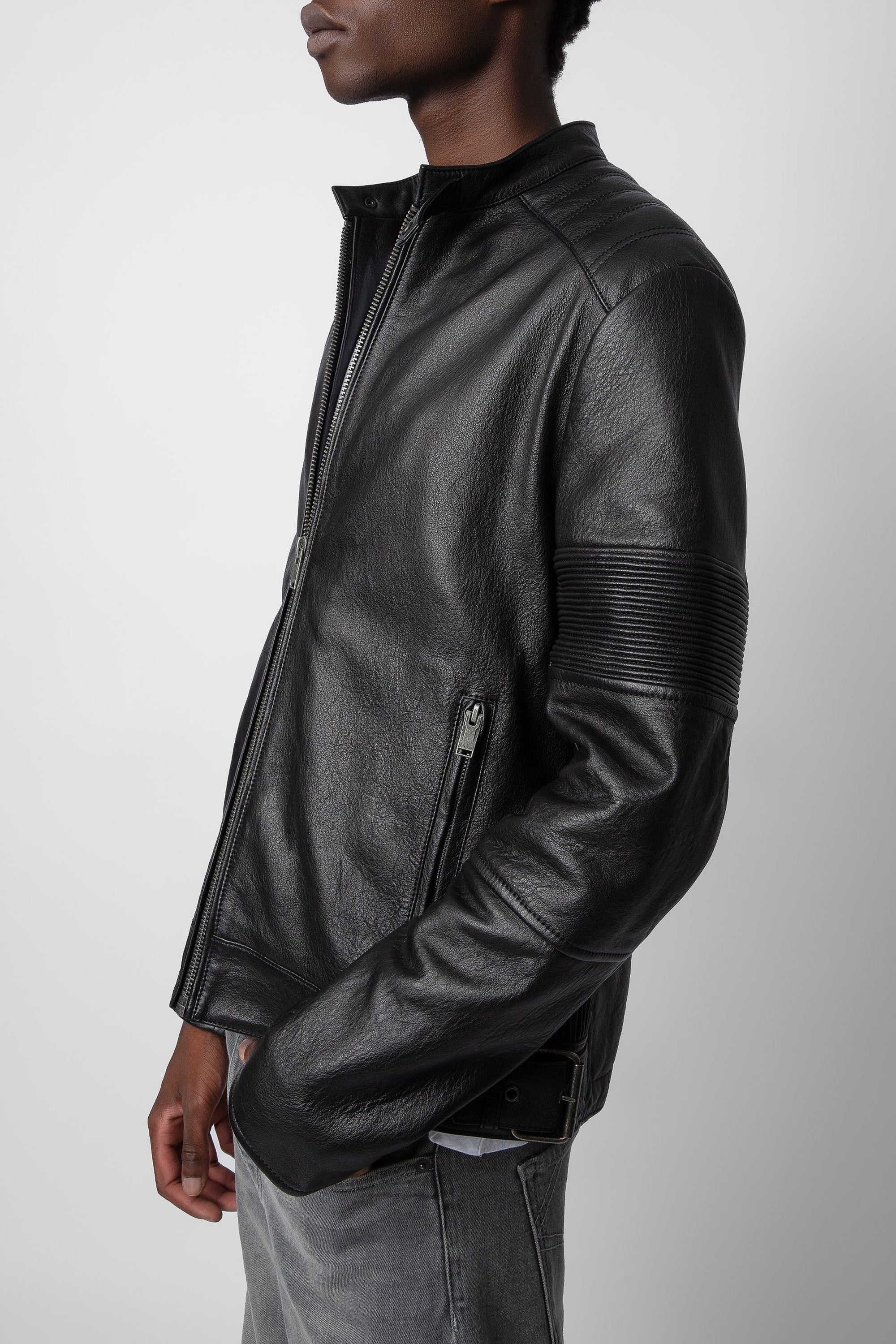 Blouson Lean en cuir - Anthracite