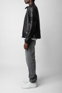 Blouson Lean en cuir - Anthracite