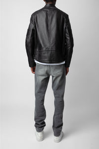 Blouson Lean en cuir - Anthracite