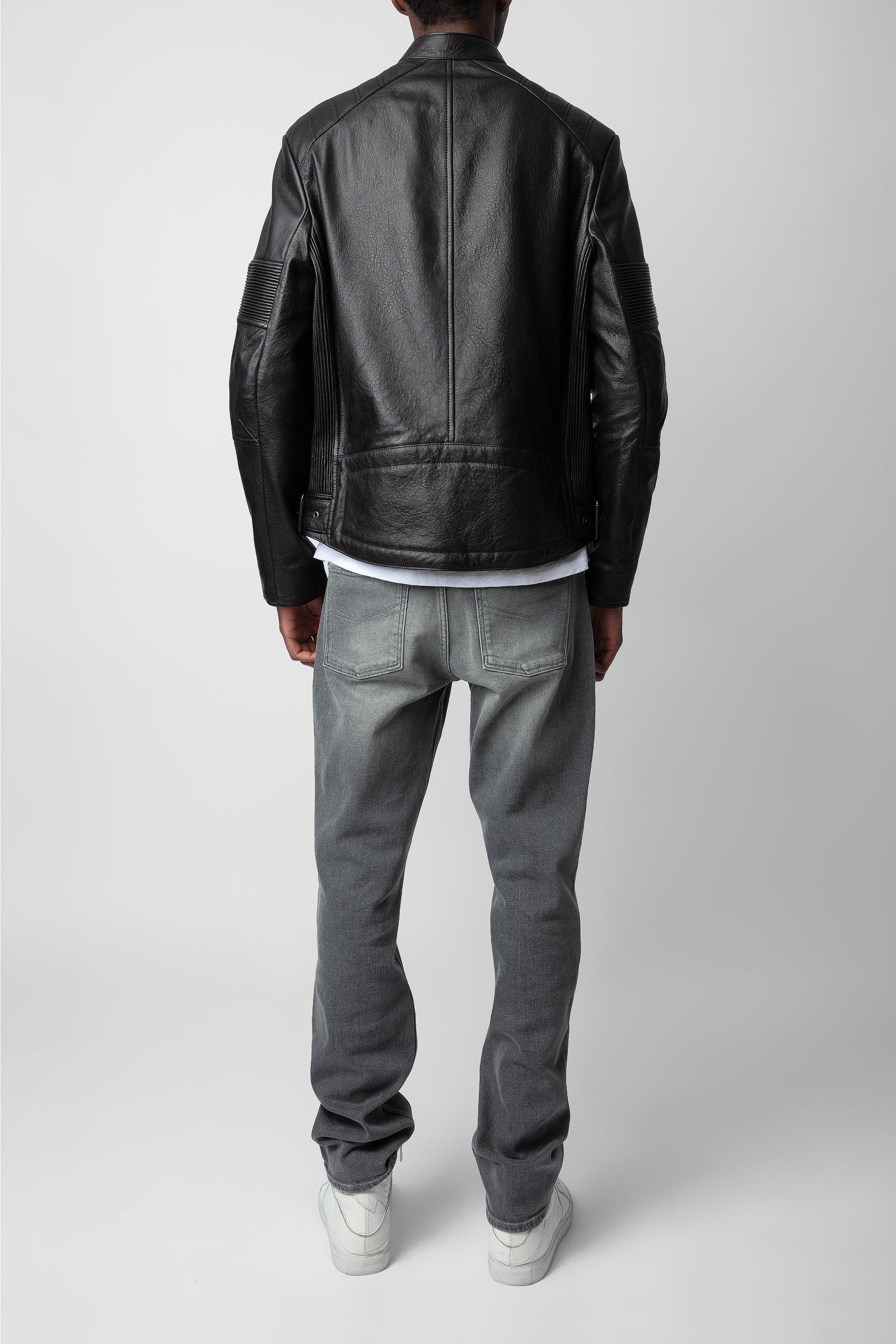 Blouson Lean en cuir - Anthracite