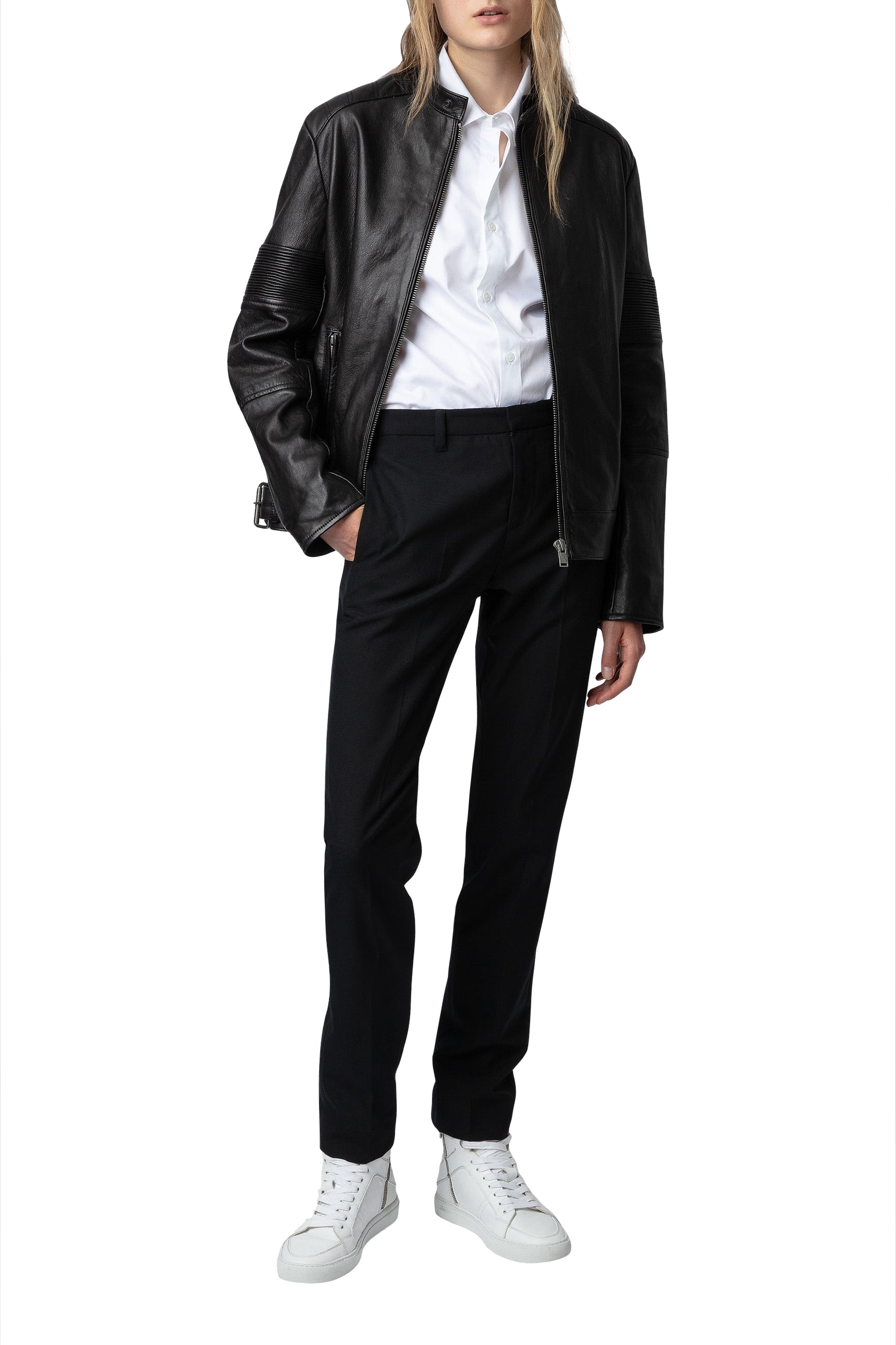 Blouson Lean en cuir - Anthracite