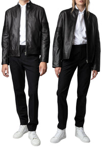 Blouson Lean en cuir - Anthracite
