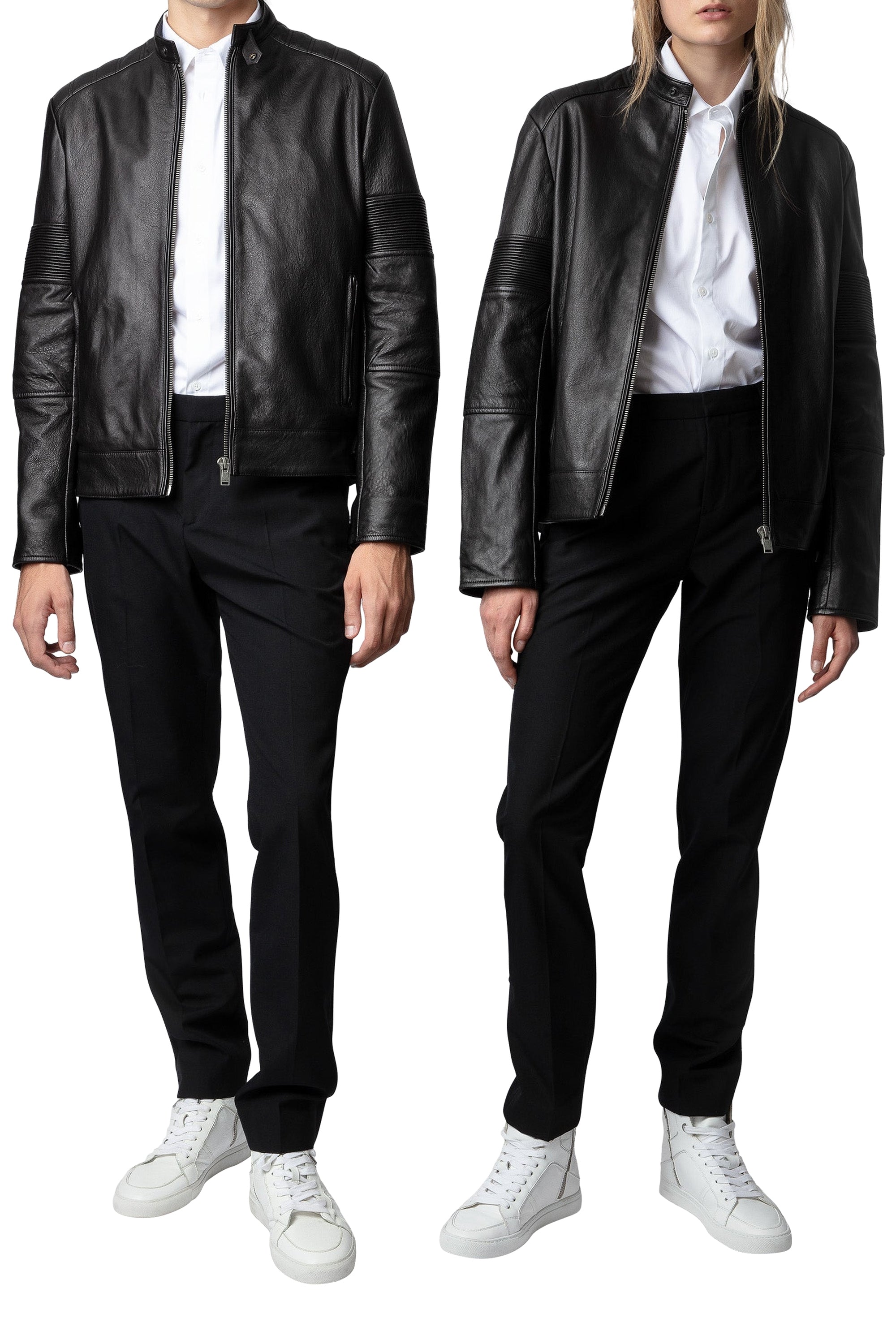 Blouson Lean en cuir - Anthracite