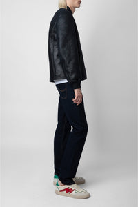 Blouson Leo Shearling en cuir - Encre