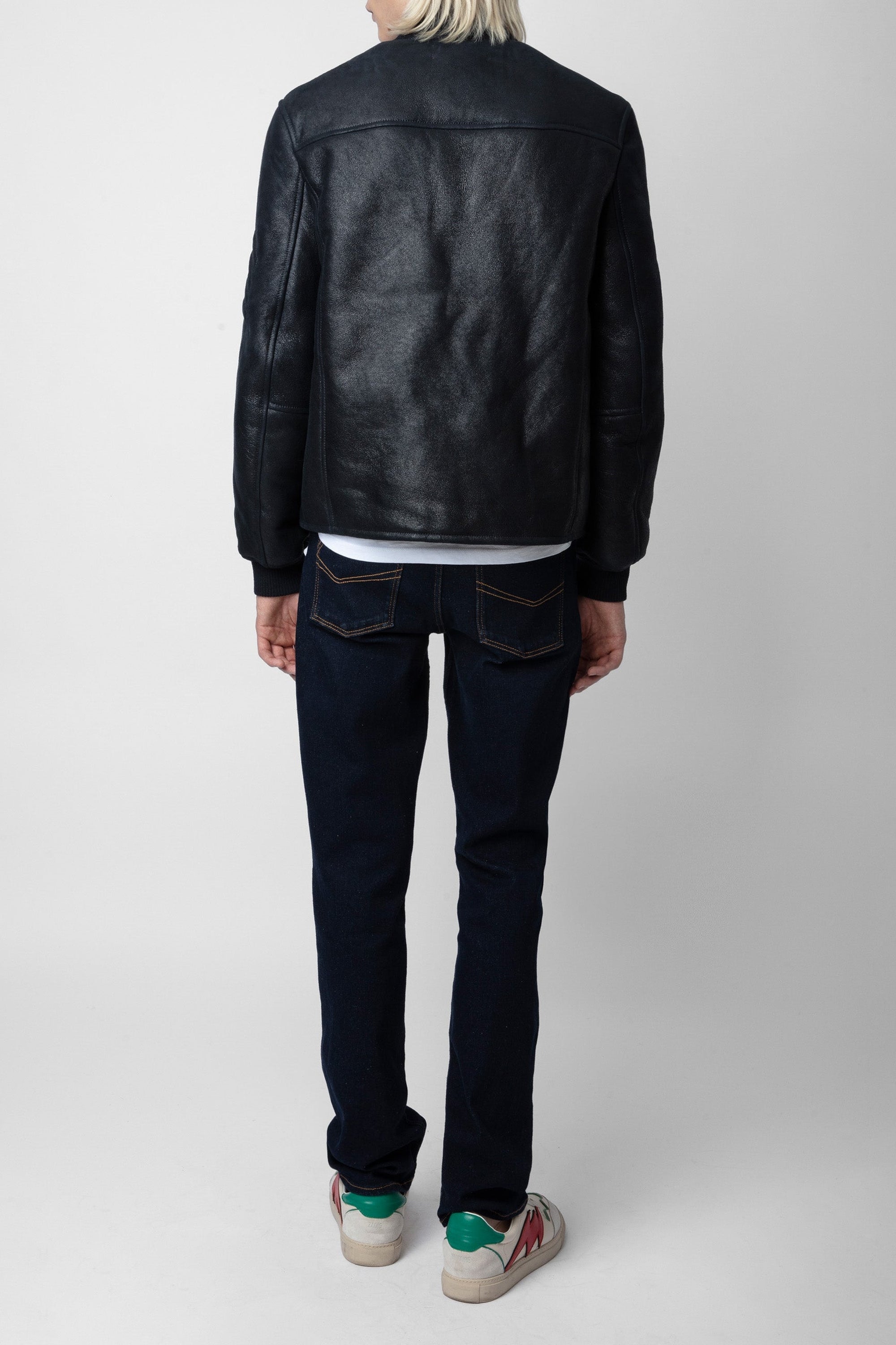 Blouson Leo Shearling en cuir - Encre
