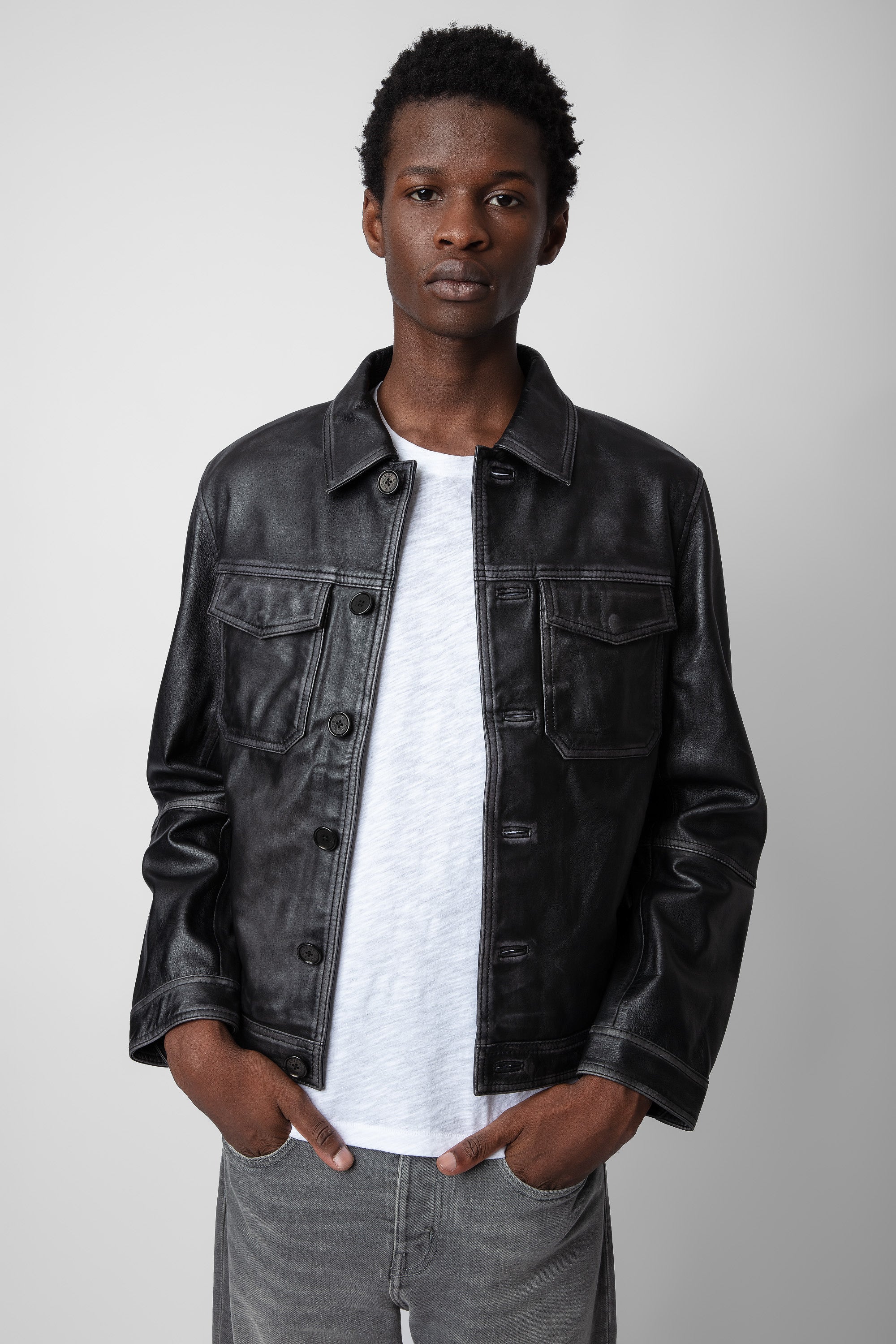 ZHORS LINE BLACK LASSO DIP DYE LEATHER
