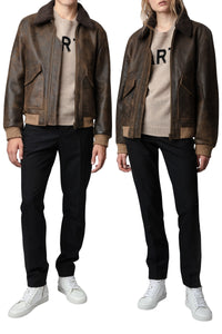 Blouson Mate en cuir - Chesnut
