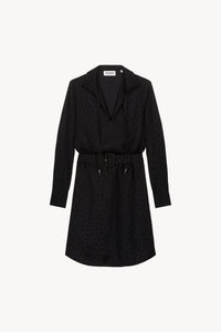 Robe col chemise et cordons - Noir