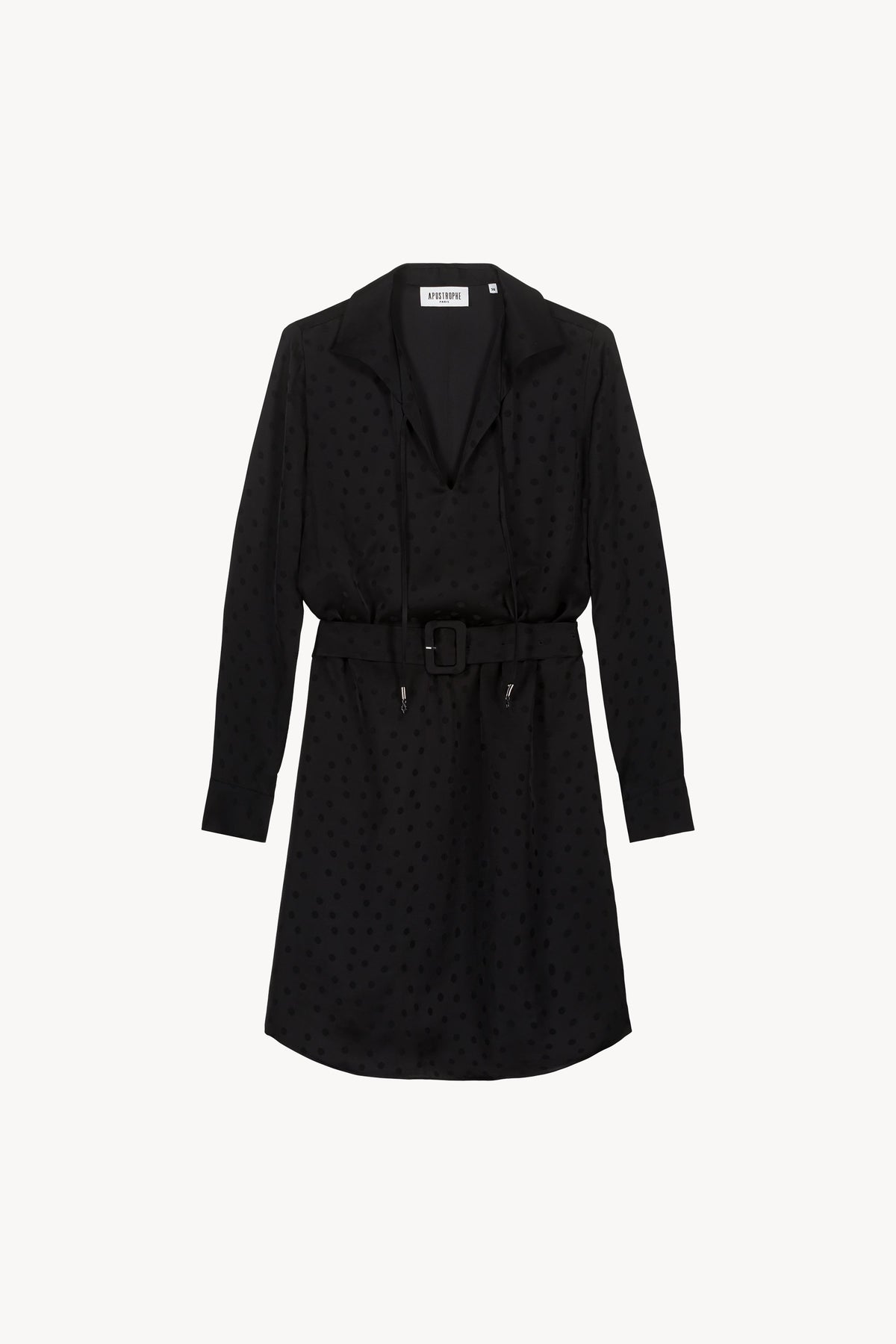 Robe col chemise et cordons - Noir