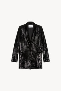 Veste col tailleur a sequin - Noir