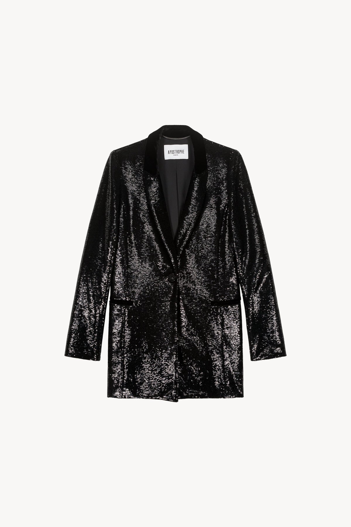 Veste col tailleur a sequin - Noir