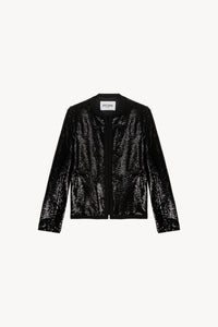 Veste col rond a sequin - Noir