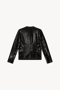 Veste col rond a sequin - Noir