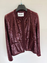 Veste col rond a sequin - Grenat