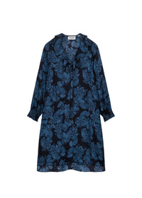 Silk dress with ruffled detailing - Blue